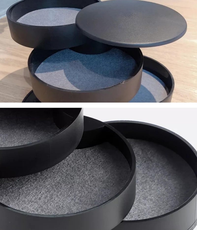 LAYXLDZ Jewelry storage box - Women's 4-layer rotating travel jewelry box with lid and dust cover,Ear ring holder,Can store rings,bracelets and necklaces,Ear studs and necklaces (black) - Image 4